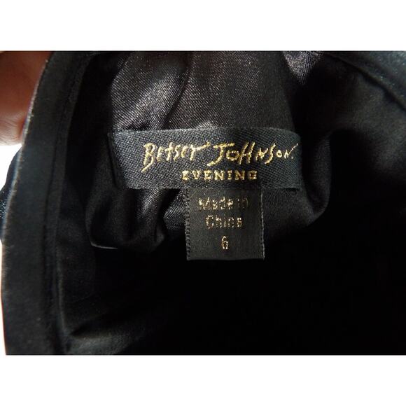 Betsey Johnson Evening Dress 6 Strapless Black Tulle Beige Sweetheart Tie Belt - Picture 5 of 12